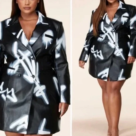 La’tisste by Amy Chic Black and White FAUX Leather Jacket - Picture 1 of 1